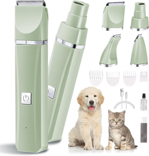 NICECHEF Dog Cat Hair Clippers Grooming Kit with Nail Grinder,4-in-1 Electric pet Clippers