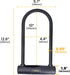Sigtuna Bike U Lock, Extra Long Heavy Duty Anti Theft, 16mm Bicycle Lock with Shackle, Mounting Holder, and 4ft Cable