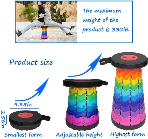 Softfree 500lb, Portable Telescoping Stool for Adults Heavy Duty, Plastic Collapsible Chair Can Hold Retractable