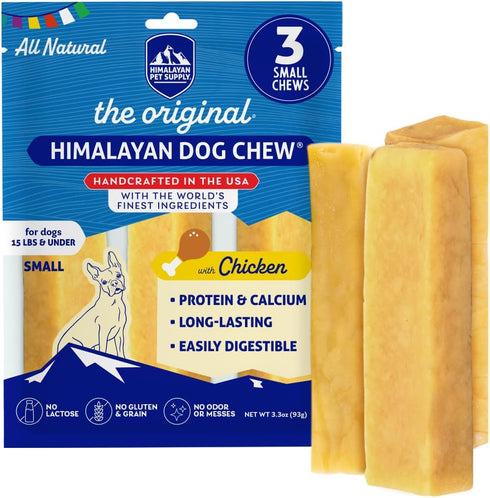 Himalayan Chew Original Yak Cheese Chew, Chicken, 3 Small Sticks, Gluten Free, Healthy Treats