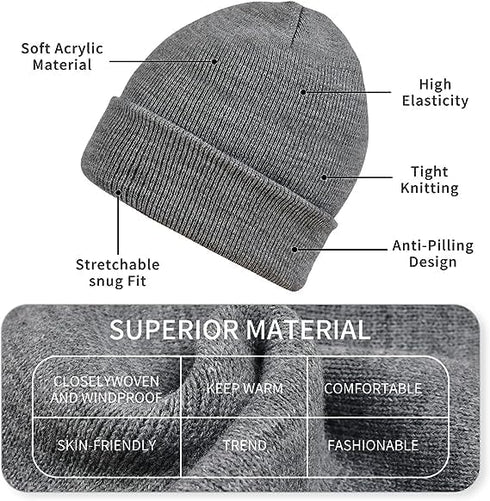 ZOORON Knit Beanies Hats for Men Women Winter Cuffed Beanies Hats Men's Women's