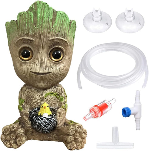 Aquarium Groot Air Bubbler Stone Decorations with Standard Tubing and Fish Tank Air Stone Set