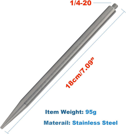 Rigdance 7.09" 1/4-20 Insta360 Golf Monopod Selfie Stick Spike, Staniless Steel Screw Camera Ground Spike for Invisible