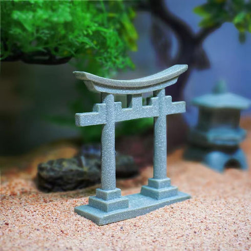Aquarium Decorations Asian Japanese Shinto Torii Gate Fish Tank Decorations Miniature Shrine Japan Style Ornament Underwater Landscape Decoration,Medium