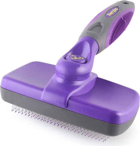 Hertzko Dog & Cat Brush, Self Cleaning Slicker Brush for Pets, Grooming Brush for Shedding, Deshedding Brush, Rake, Comb