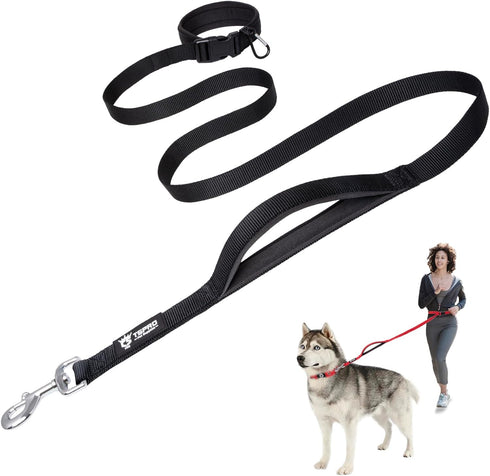 TSPRO Hands Free Dog Leash for Medium to Large Dogs, Adjustable Durable Leash with Padded Handle (Black)