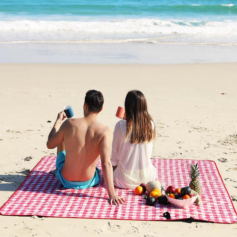 LRUUIDDE 80x60inch) Extra Large Picnic Blanket Beach Blankets, Outdoor Foldable Waterproof Sand Mat for Beach Camping