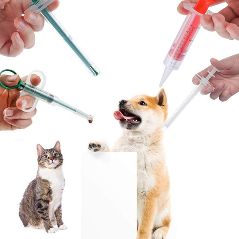 4Pcs Cat Pill Shooter Plunger Popper, Soft Tip Tablet Syringe Pusher, Pet Medicine Feeder for Small Dogs and Cats