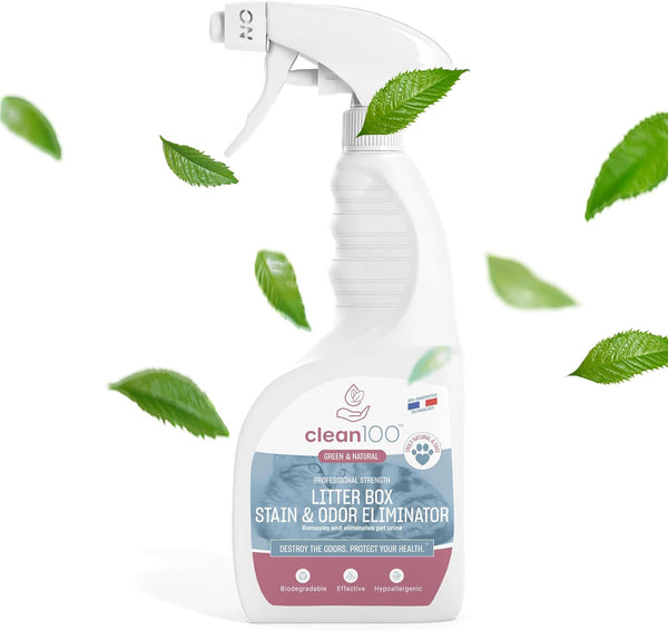Cat Litter Box Cleaner - 100% Natural Urine Odor Eliminator Spray, Pet Stain & Odor Remover for Carpets