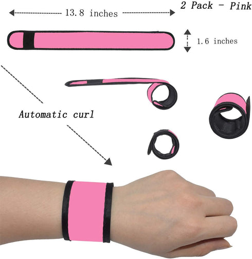 LED Slap Bracelets - Light Up Armbands, Glow in The Dark Safety Reflective Running Gear for Runners, Walkers