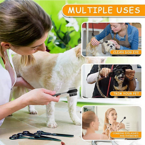 Black Dog Combs Head Brush, Cleaning Tear Stain Remover for Small Cats and Dogs, Double-Sided Comb