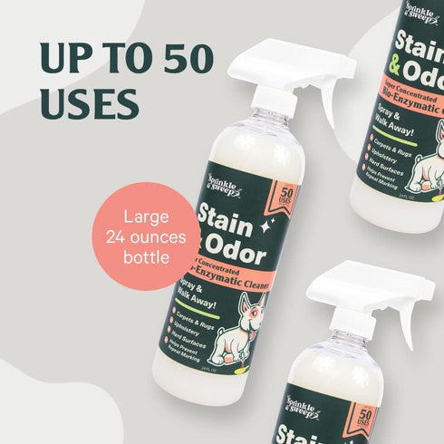 Sprinkle & Sweep Pet Odor Eliminator for Strong Cat and Dog Urine Odor - Enzymatic Pet Stain Remover for Carpets (24oz)