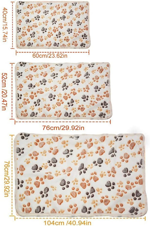 1 Pack 3 Puppy Dog Blankets, Super Soft Warm Sleep Mat, Fluffy Premium Fleece Pet Blanket, Medium (29"x20"), White Paw