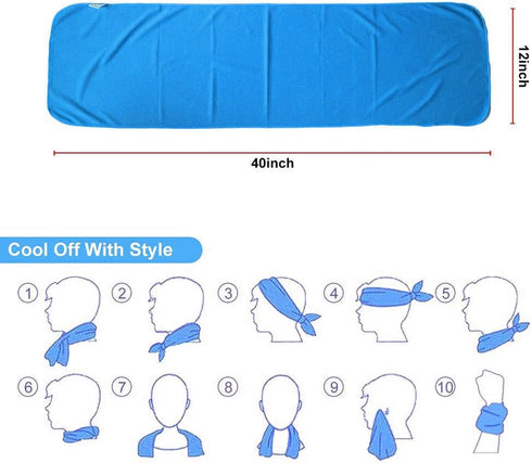 10 Pack (40"x12"), Sukeen Cooling Towels Neck and Face, Microfiber Cool Towel, Soft Breathable Chilly Towel for Yoga