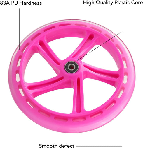 2-Pack 200mm 8-Inch A5, Scooter Wheels - Pink Wheels for Razor Lascoota, Kid & Adult Kick Push Scooters