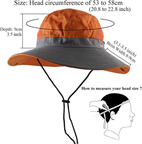 ZOORON Women's Wide Brim Ponytail Safari Sun Hat, UV Protection Outdoor Bucket Hat