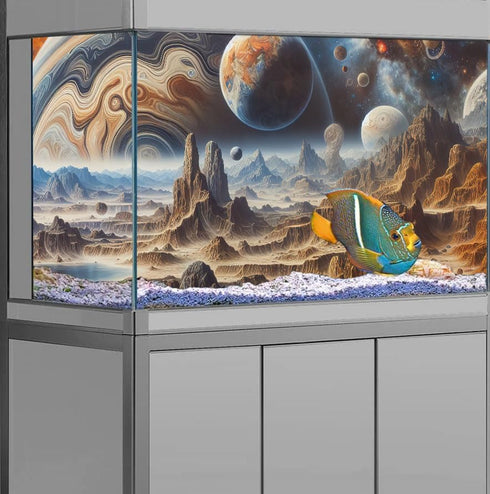 Cosmic Spaceterrarium Background, 24X16IN Aquarium Reptile Habitat with Cool Parallel Space Theme and Double-Sided Tape