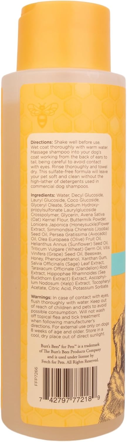 Burt's Bees Itch Soothing Shampoo with Honeysuckle, Anti-Itch Dog Shampoo for Sensitive Skin, 16 Oz - 2 Pack