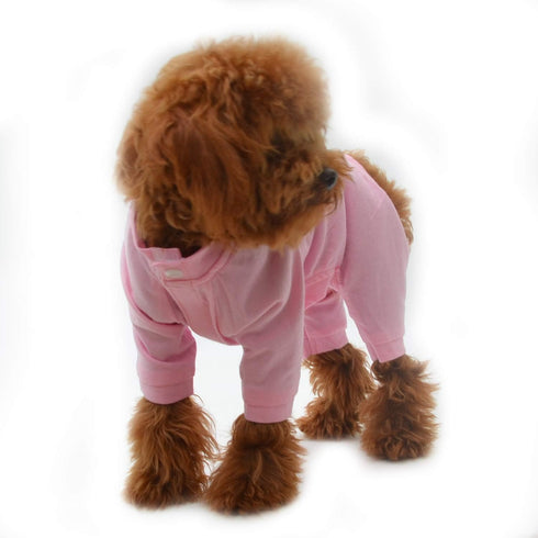 Lovelonglong Four Feet Dog Lightweight Pajamas, Pure Cotton Dog Jumpsuits T-Shirt for Large Medium Small Dogs (Pink XS)