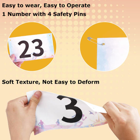 YAPJEB Race Bibs with Number Pins - Waterproof Tryout Numbers for Sports Events