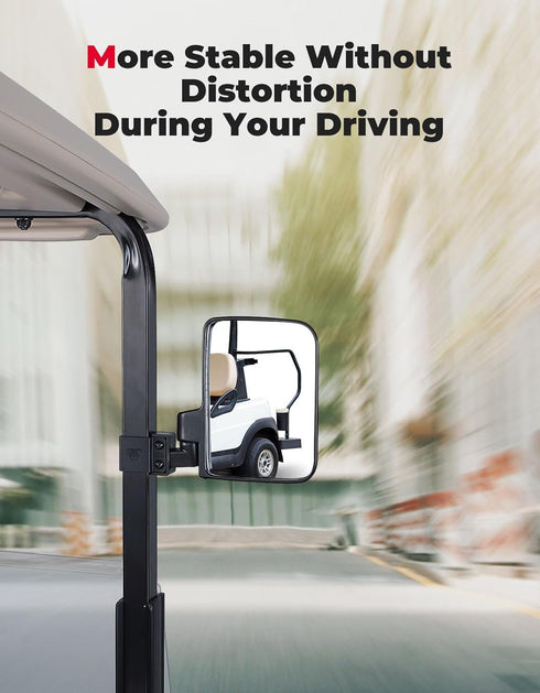 KEMIMOTO No Drilling Golf Cart Side Mirrors, Universal Folding Side View Mirrors for 0.75"-1.25" Square Rail,