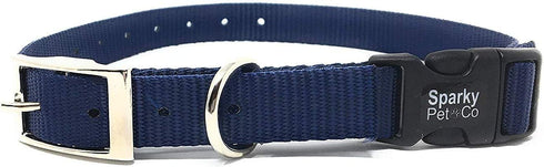 Sparky Pet Co ECollar Replacement Strap, Easy Release Double Buckle Dog Collar, Adjustable, Dark Blue