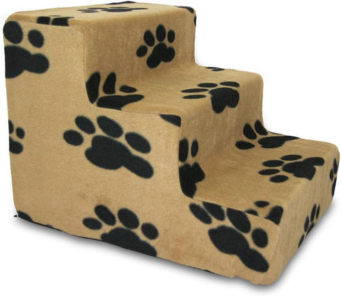 Best Pet Supplies Dog Stairs for Small Dogs & Cats, Portable Foam Pet Steps, Non-Slip Indoor Ramp, 3-Step, Paw Print on