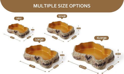 Resin Rock Worm Feeder Dish, Reptile Food Water Rock Bowls for Lizards, Chameleon, Bearded Dragons