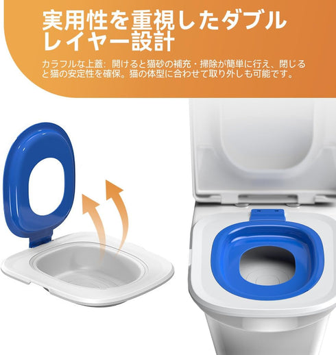iigala Cat Toilet Trainer Kit | Cat Potty Training Kit | Toilet Training for Cats & Cat BoxBlue