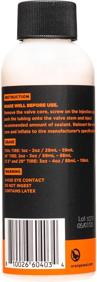 Orange Seal - Regular Formula Tubeless Bike Tire Sealant with Injector | Fast Sealing, up to 1/4" Puncture | for MTB, Road, CX and Gravel Bicycle Tires by Orange Seal