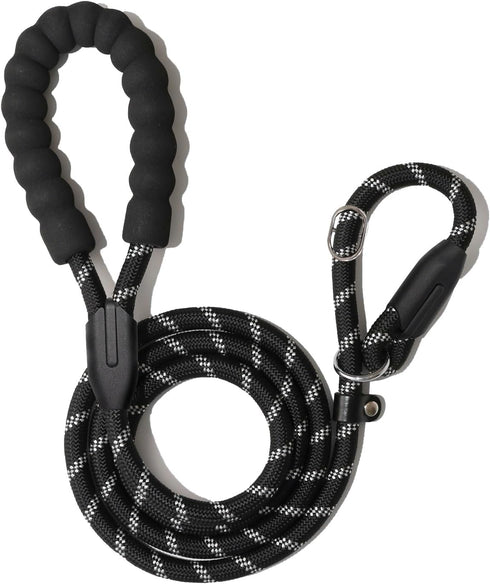 WePet 6 ft Dog Training Slip Leash: No Pull, Durable Reflective Lead, Comfortable Handle, 3/8 inch Diameter, Black/White