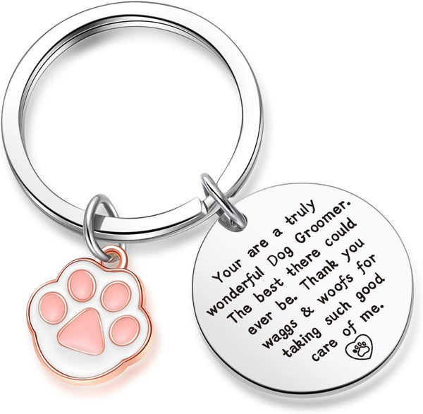 Dog Groomer Thank You Keychain - Dog Groomer Birthday Keychain for Women