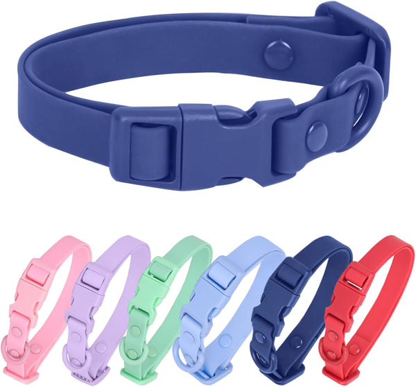 Waterproof Dog Collar, Soft Rubber Adjustable Pet Collars for Small Medium Large Dogs