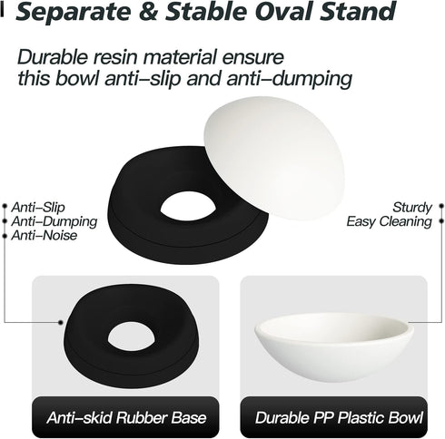 2Pcs Elevated Cat Food Bowl - Adjustable Anti-Slip Raised Dish for Indoor Cats - 17 Oz