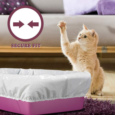 Alfapet Kitty Cat Litter Box Disposable, Elastic Liners, 30 Count for Large Litter Pans