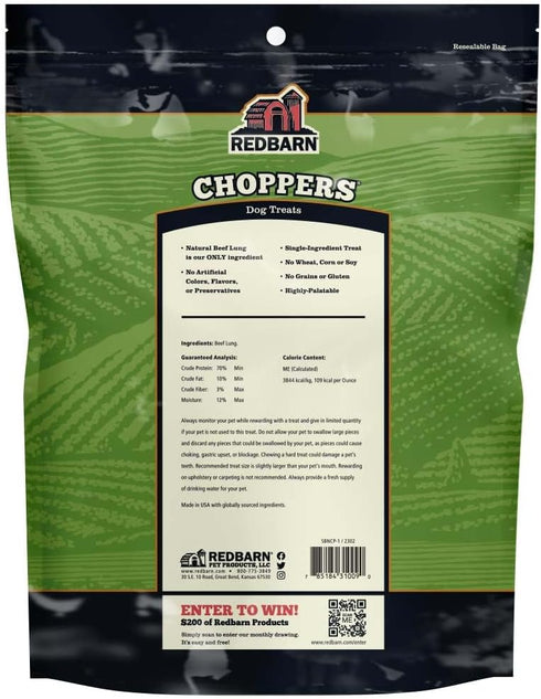 9 oz Redbarn Pet Products Natural Choppers Beef Lung Chew Treats for Dogs - Premium Made in USA Rawhide-Free Single