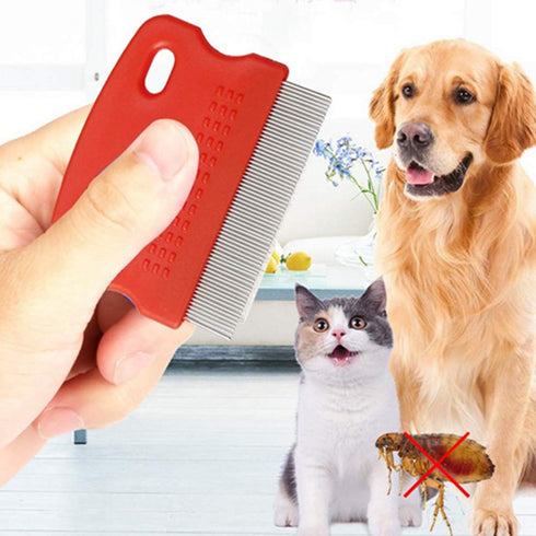 qiangXINGYai 3Pcs Grooming Kit with Handle: Flea Remover Combs for Long Hair Dogs and Cats (Random Color)