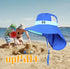 Kids Fishing Sun Hat with Neck Flap - Wide Brim Bucket Hiking Safari Cap with Ponytail Hole, Breathable UPF50+
