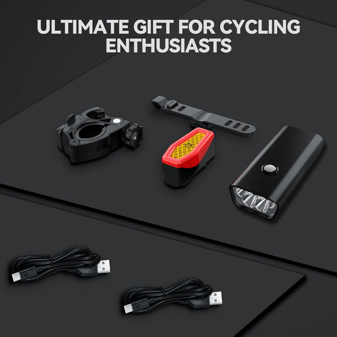 VICTAGEN Front and Rear Bike Lights Set, 8500lm Rechargeable Safety Lights for Night Riding
