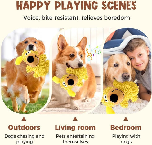 Squeaky Dog Plush Toy, Cute Cartoon Dog Chew Toy with Built-in Squeaker, Soft Plush Interactive Puppy Toy for Teething