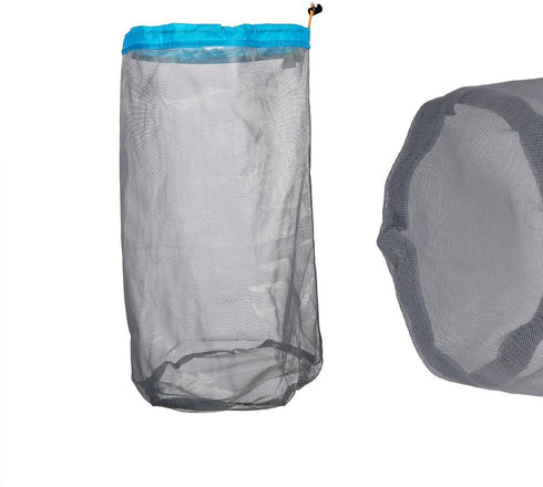 Ultralight Camping Mesh Storage Bag, Drawstring Nylon Sack for Outdoor Travel Hiking (XL-Blue)