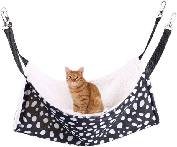 Pet Cage Hammock - Round Dot Tower Zebra Leopard Pattern Warm Hanging Bed, Soft Plush Cotton for Cat Cage