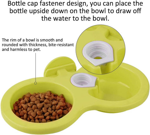 Puppy Double Bowl, Stainless Steel Hanging Food Water Feeder for Small Dogs and Cats (Green)