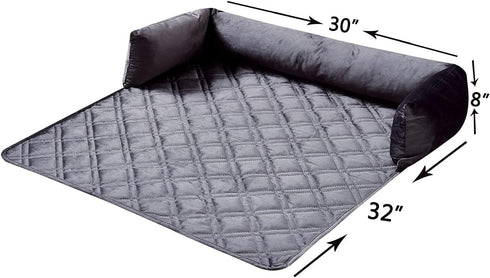 Brilliant Sunshine Premium Grey Silky Velvet Pet Sofa Bed, Waterproof Washable Couch Protector with Removable Bolster