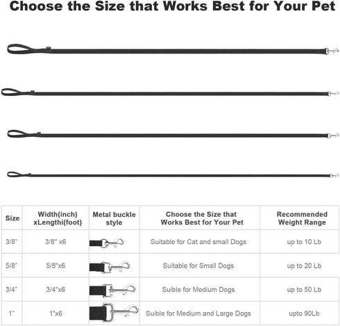 AMAGOOD 6 FT Cat Leash, Durable Traditional Style with Easy Collar Hook, Great for Cats (3/8 in x 6 ft, Black and