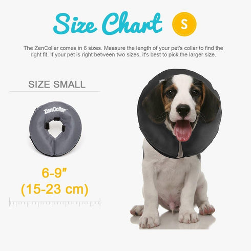 ZenPet Protective Inflatable Recovery Collar for Dogs and Cats - Soft E-Collar, Prevents Touching Stitches, Small