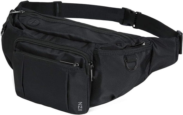 Sports Fanny Pack for Men Women - Outdoor Waist Pack Bag with 6 Zipper Pockets, Adjustable Belt for Traveling