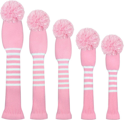 Scott Edward Golf Headcover Set of 5 PCS, Driver Wood Cover *1, Fairway Wood Cover *2, Hybrid Cover *2 with Rotating