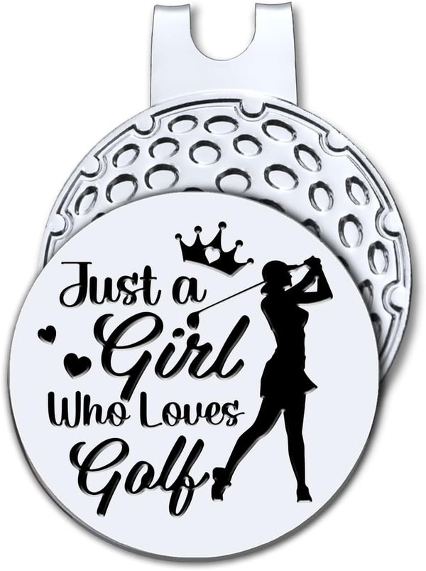 Just A Girl Who Loves Golf Golf Ball Marker with Magnetic Hat Clip, Funny Golf Gifts for Women, Birthday for Golf Lovers
