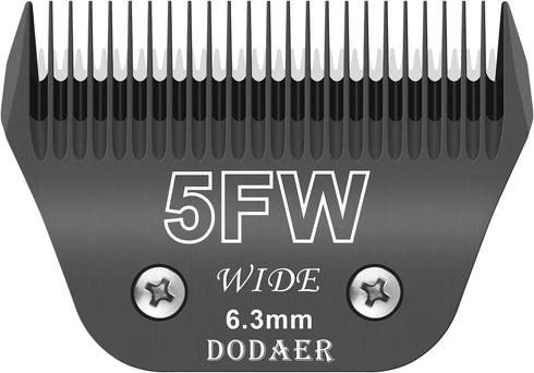 5FW Wide Blades for Dog Grooming, Compatible with Andis, Oster A5, Wahl KM10 Clippers, Cutting Length 1/4", Black